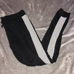 Black/White Side-Mesh Joggers